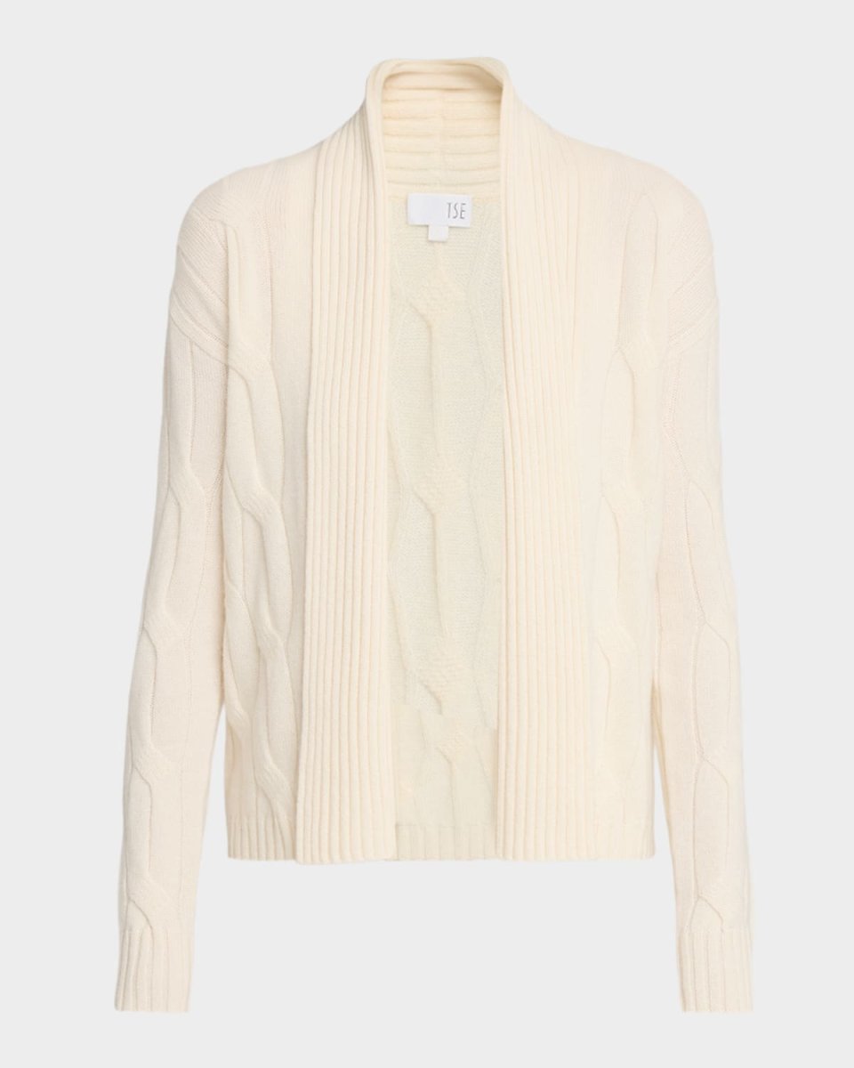 Cashmere Cable-Knit Shawl Cardigan